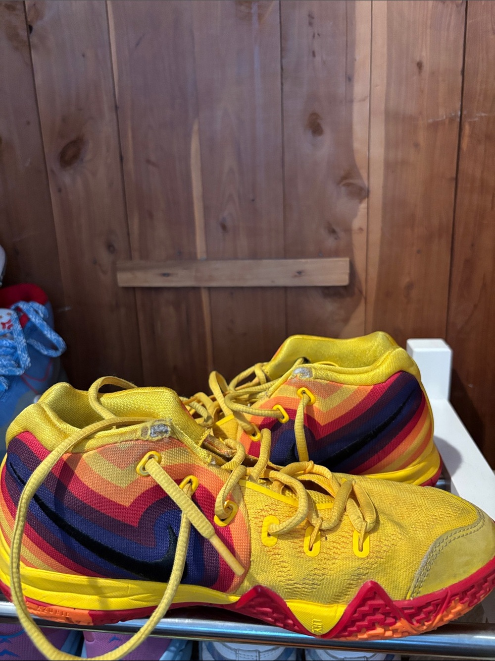 Nike Yellow Multicolor Rainbow-Accent Athletic Shoes